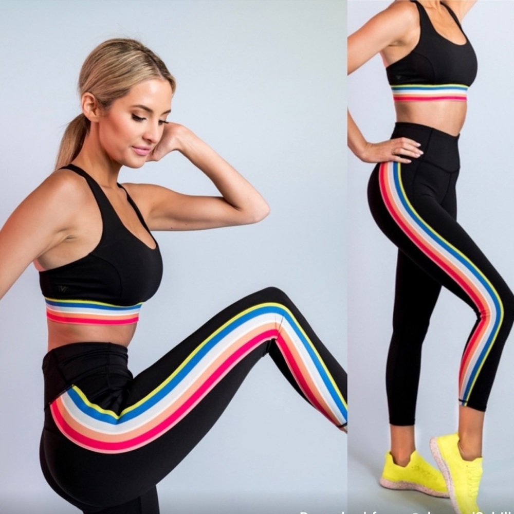 NWOT IVL Collective Rainbow Stripe Legging Size 8